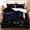 Math Duvet Cover Set Queen Size Mathematics Formula Print Bedding Set For Kids Boys Girls Educational Polyester Comforter Cover