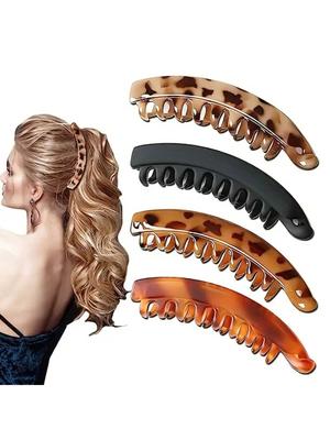 4 Τμχ Κλάμερ Μαλλιών Μπανάνα για Χοντρά Μαλλιά, Δυνατό Κράτημα Αλογοουρά Μεγάλο Κλάμερ Μπανάνα, Αντιολισθητικά Κλάμερ Μπανάνα Μαλλιών για Λεπτά Μαλλιά Σγουρά Αξεσουάρ