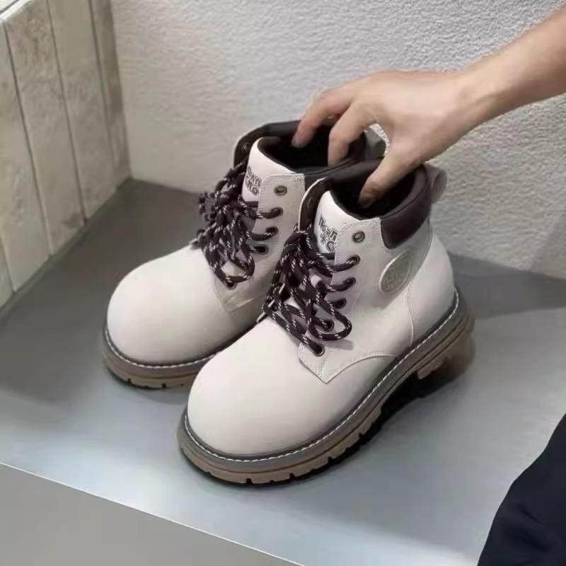 2025 autumn new tooling rhubarb boots Martin boots women's yellow short boots thick-soled high-top British wind locomotive boots tide