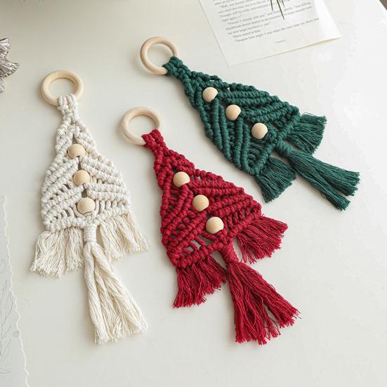 1/3Pcs Christmas Pendant with Golden Bells Colorful Rope Hand-Woven Christmas Tree Shape Seasonal Pendant Holiday Decoration