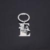 Stainless Steel Alphabet Flower Cutout Keychain Pendant