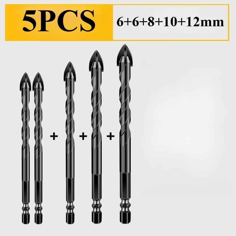 4-Blade Cross Drill Bit: Universal for Alloy, Porcelain, Glass Tile, Cement, Marble & Granite - Anti-Corrosion & High-Efficiency