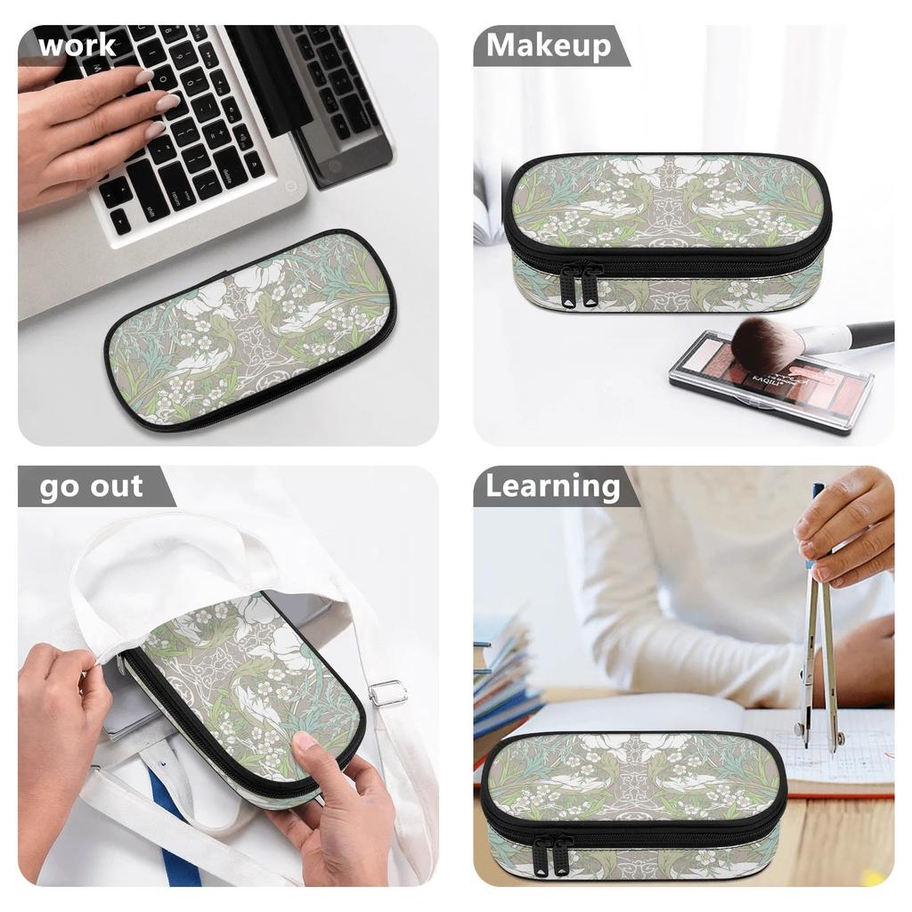 Pen Case Roomy Interior Easy Open Zipper Durable 300D Polyester with Mesh Pocket Removable Divider and Pen Slots for Classroom Use