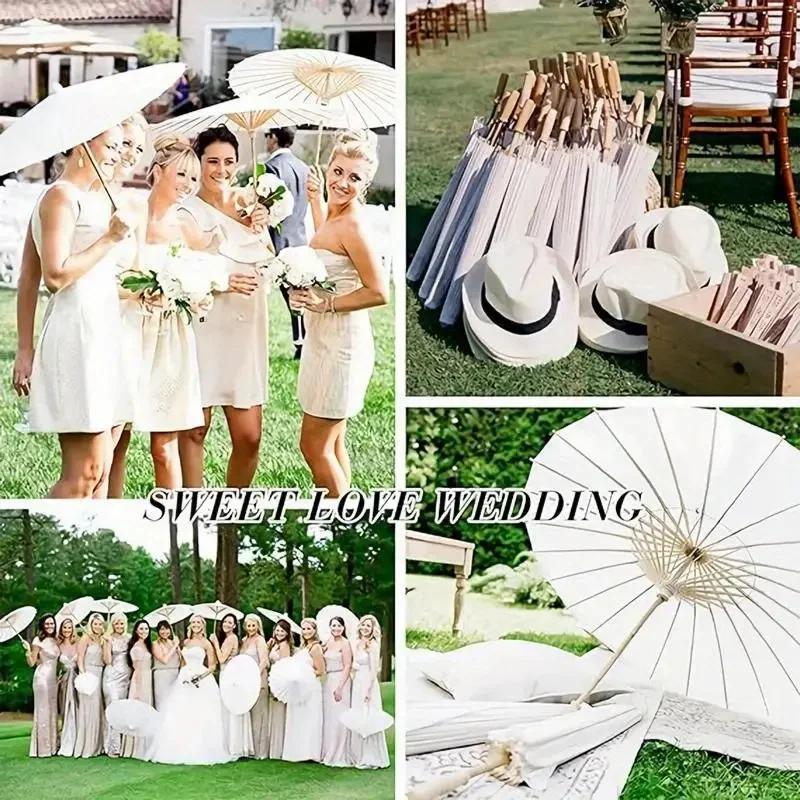20cm-84cm Parasol Umbrellas Wedding Photo Cosplay Prop Paper Umbrella DIY Hand-painted White Umbrella Summer Whites Party Decor