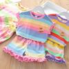 Kids Girls Rainbow-Print Tank Top and Shorts Set