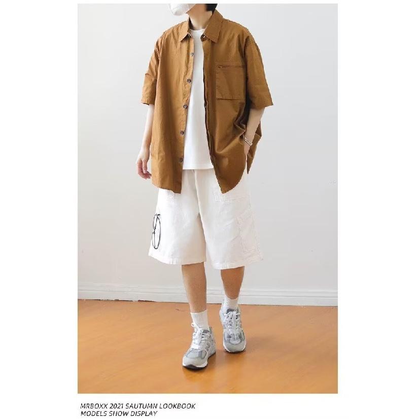 Retro Shirt Men'S Summer Outfit Hong Kong Style Student Loose And Niche Design Fun New Men'S Top For Outdoor Wear 2024