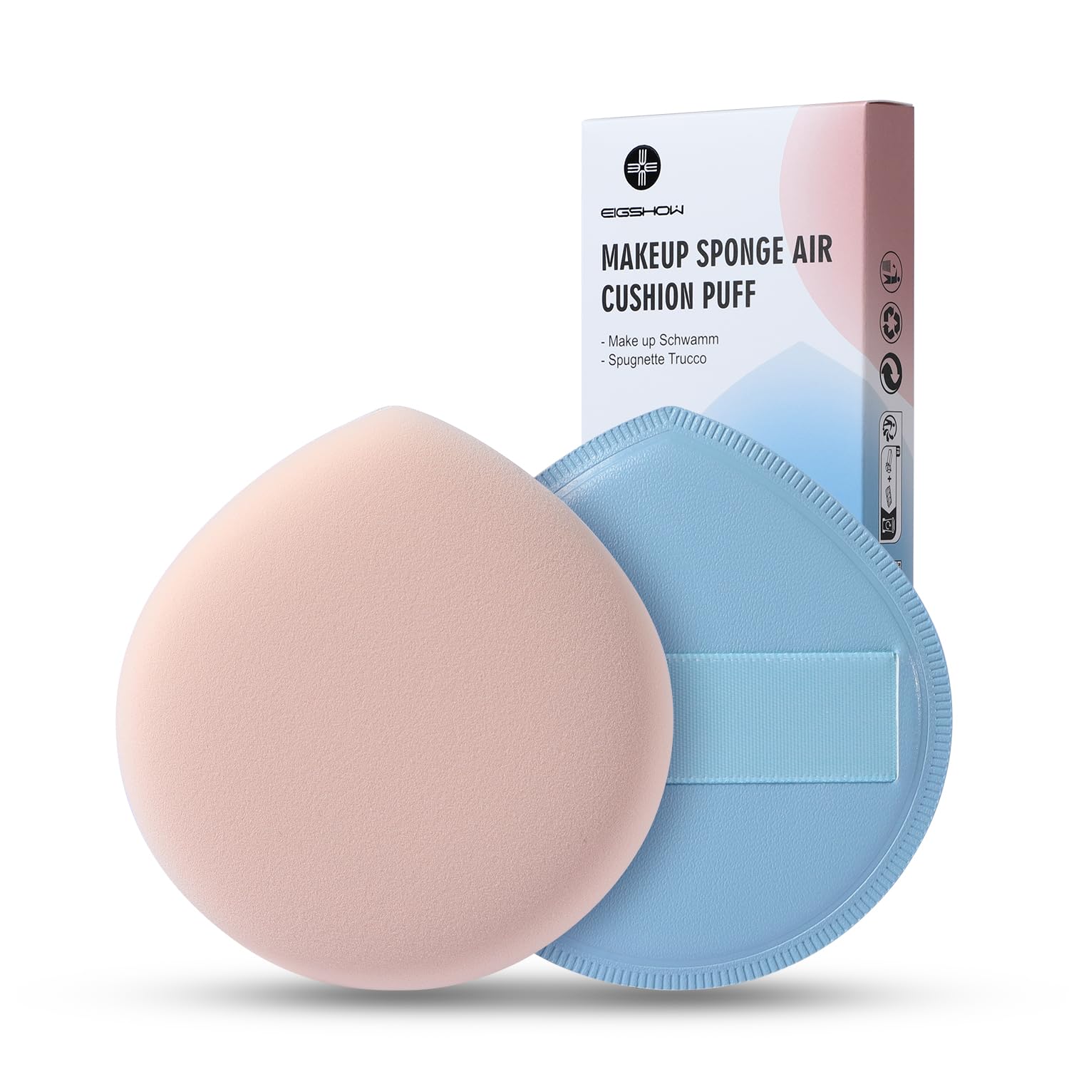 

EIGSHOW Makeup Sponge Large Teardrop Shape Cushion Foundation Puff Liquid Cream Powder 2 Pieces Blue Skin Color (M121)