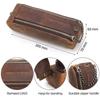 Retro Large Capacity Zipper Pen Pencil Case Handmade Leather Pen Pouch Holder Durable Vintage Desktop Organizer School