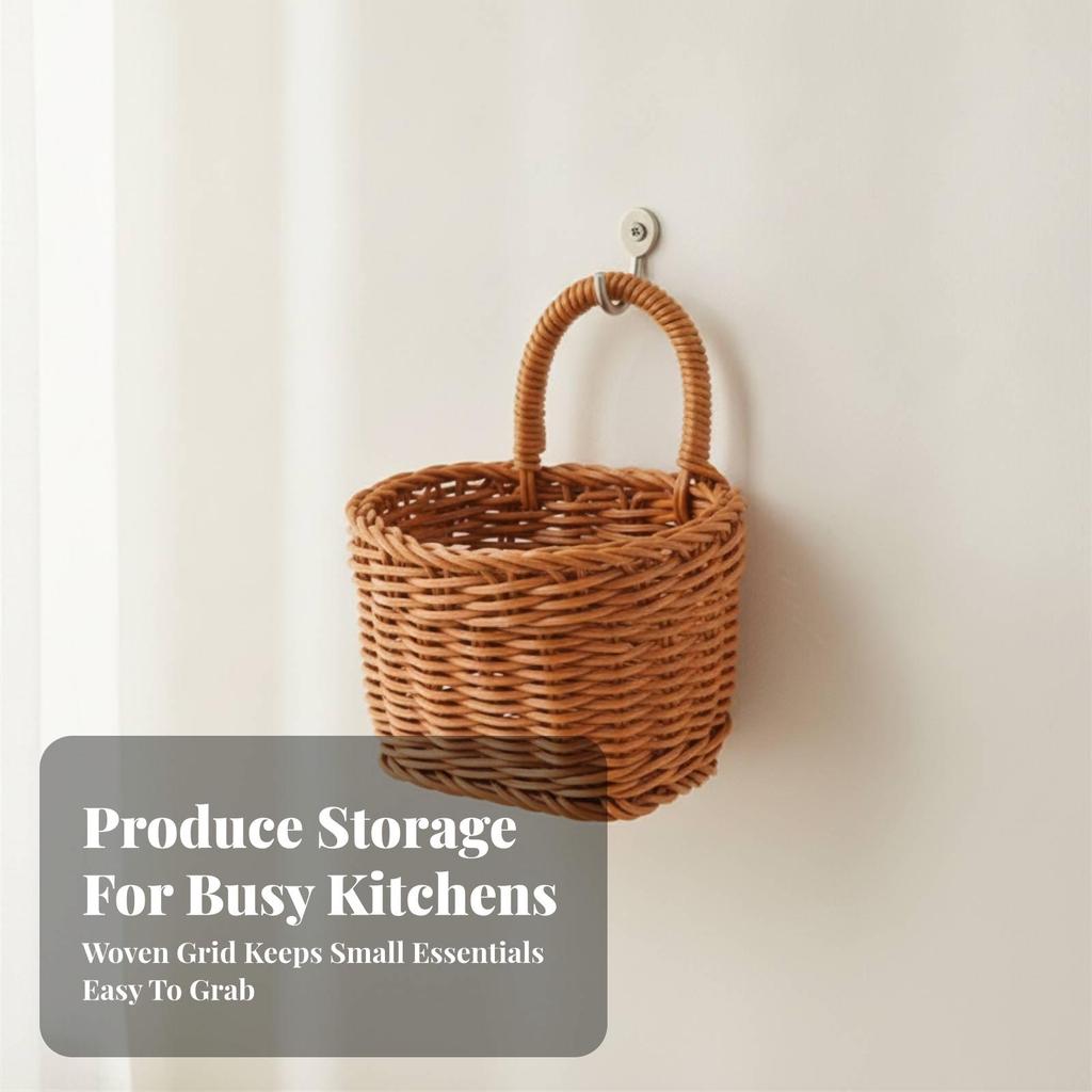 Wall Hanging Basket with Handle Open-Top Storage Container Sturdy for Dorm Rooms