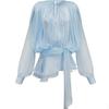 Women's Elegant Two-Piece Summer Outfit: Ruched O-Neck Mini Dress with Long Lantern Sleeves + Solid Color Chic Shorts