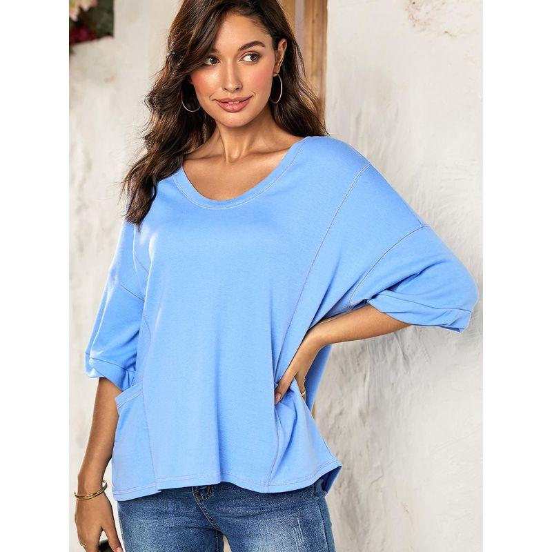 US Shiying Simple and Versatile V-neck Short sleeve T-shirt Women 2025 Summer New Solid Loose Pullover Women