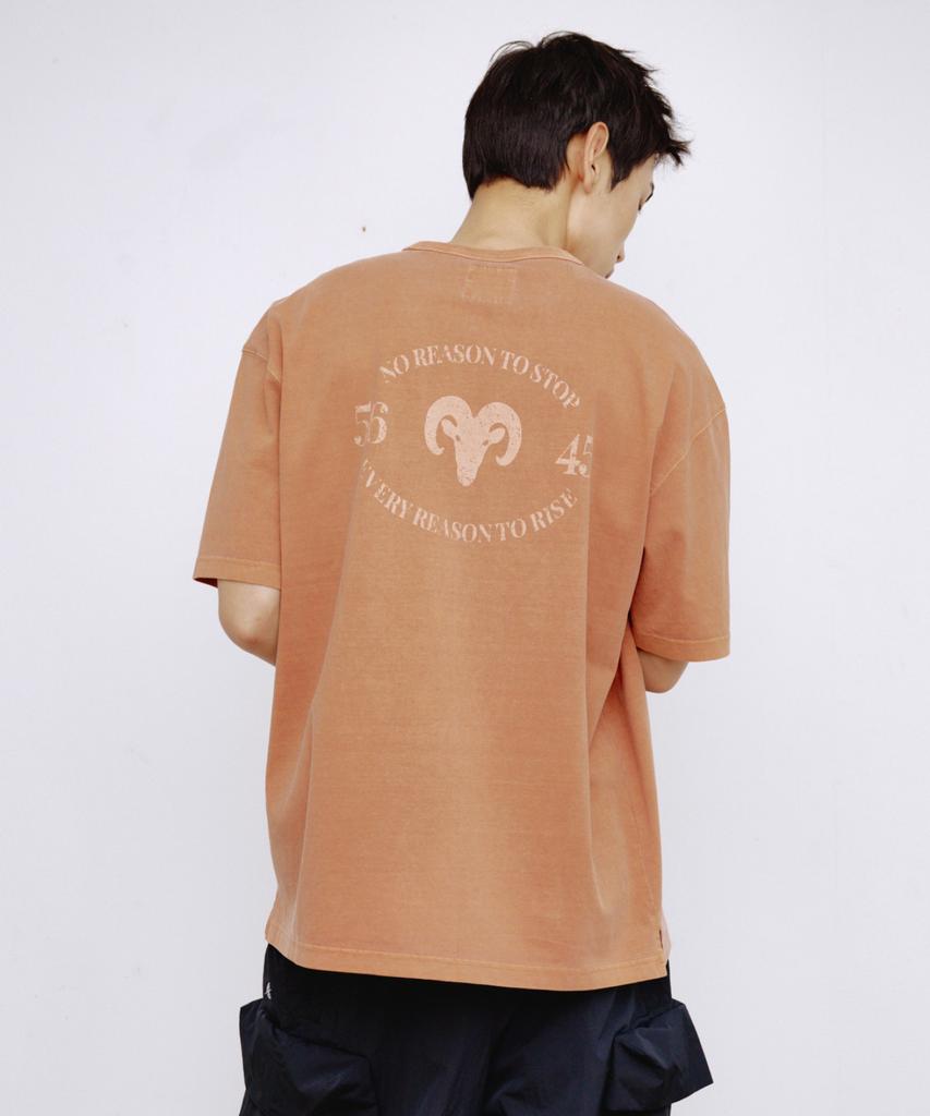 Kallapataleu Vintage Cow Graphic Short-Sleeved Pocket T-Shirt - Orange