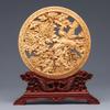 Wood Carving Dragon and Phoenix Round Carving Art Statue Mascot High Quality Home Room, Office Decoration Accessories