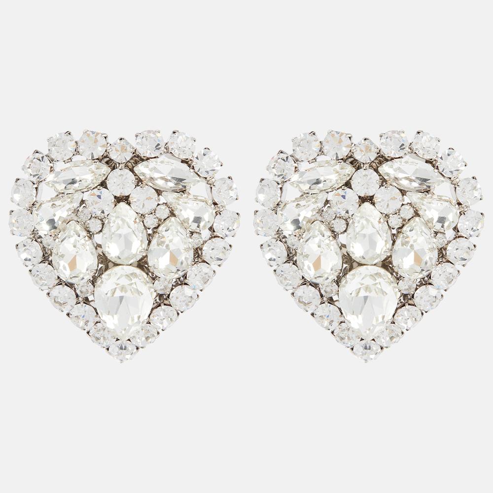 Stonefans Luxus Strass Herz Ohrklemmen Ohrringe für Damen Ohne Piercing Zubehör Kristall Ohrring-Clips Großer Schmuck