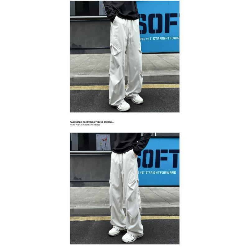 Men Loose Straight Baggy Casual Parachute Cargo Work Long Pants