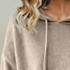 Yousheng Women Hooded Sweater Adjustable Drawstring Long Sleeve Loose Fit Knitting Tops Fall Winter Pullover Tops