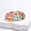 Pack of 8 Trendy Adjustable Bracelets Bohemian Beaded Jewelry with Love Charm Rainbow Colors Gift for Women and Girls