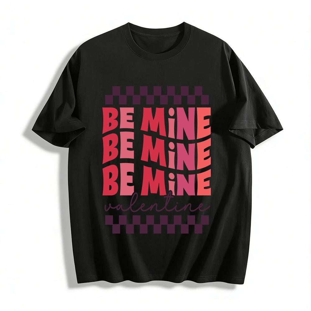 

Retro Checkerboard Be Mine Valentine Couple Print Casual T-Shirt Pure cotton T-shirt 6XL
