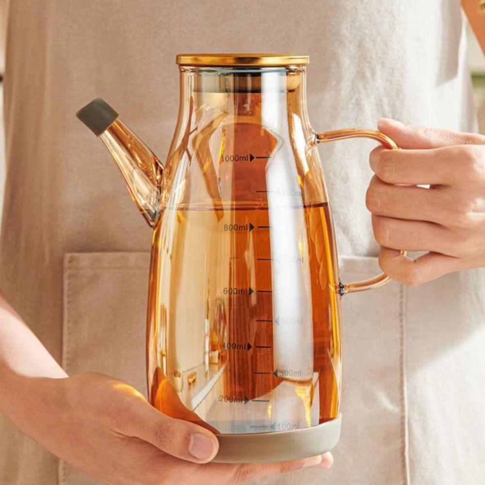 Rubber Base Olive Oil Dispenser Leakproof Soy Sauce Pot Glass Oil Cruet Container Gadgets