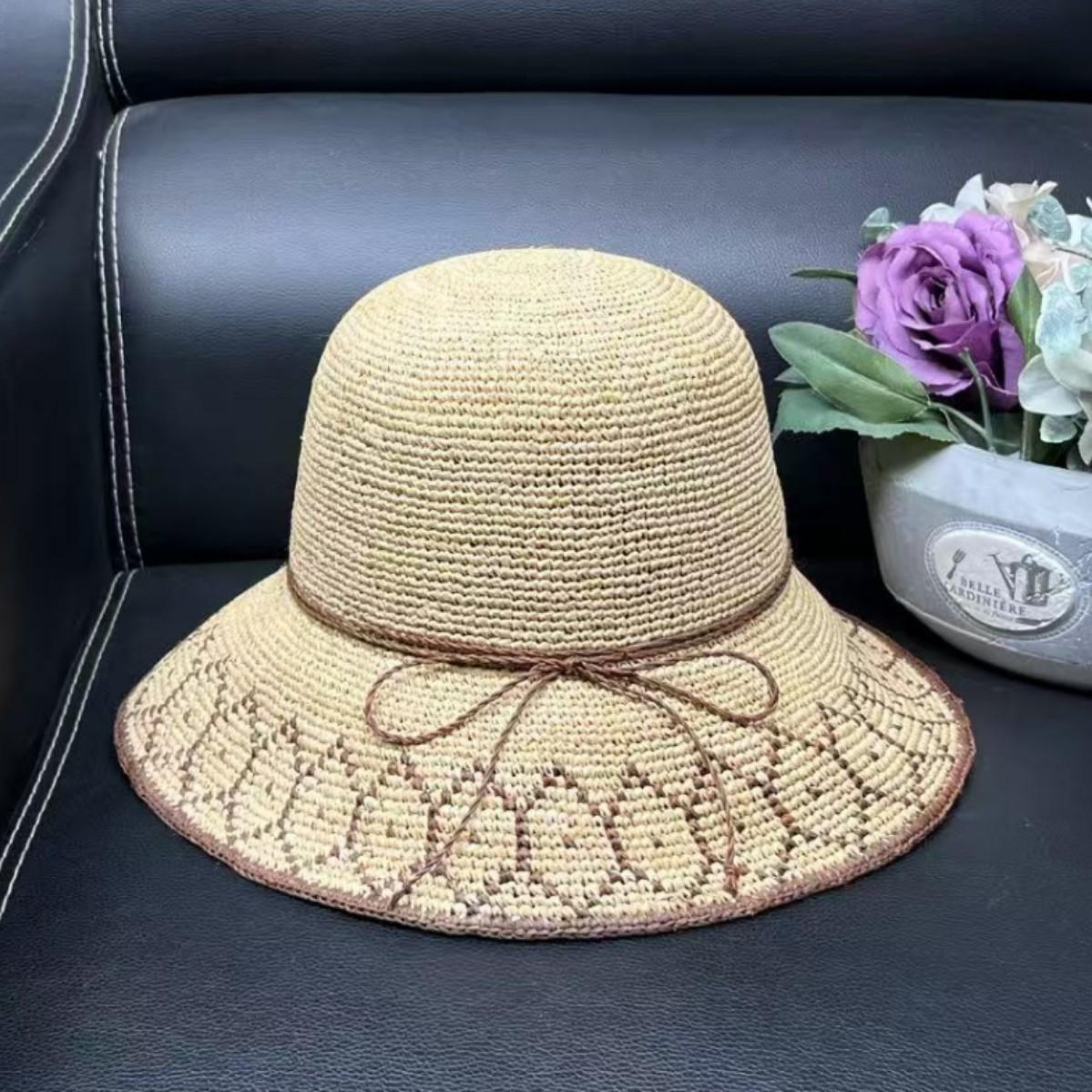 

Handmade hook raffia hat women s summer visor hat beach hat sun hat travel foldable basin hat bucket hat one size fits all and adjustable