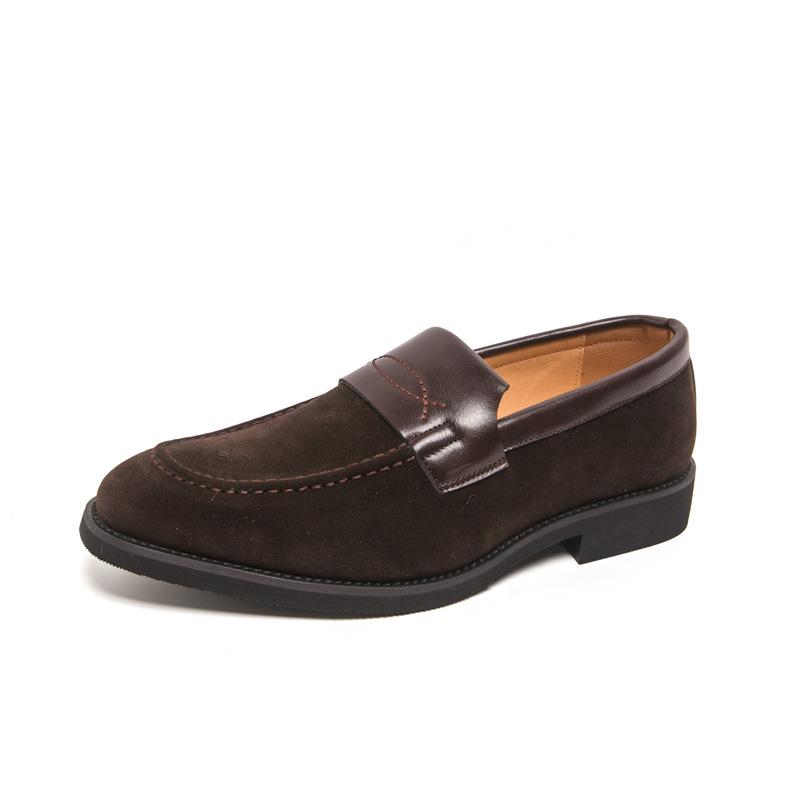 Men s British Retro Loafers - Matte Leather, Pointed Toe, Slip-On, Large Sizes 40