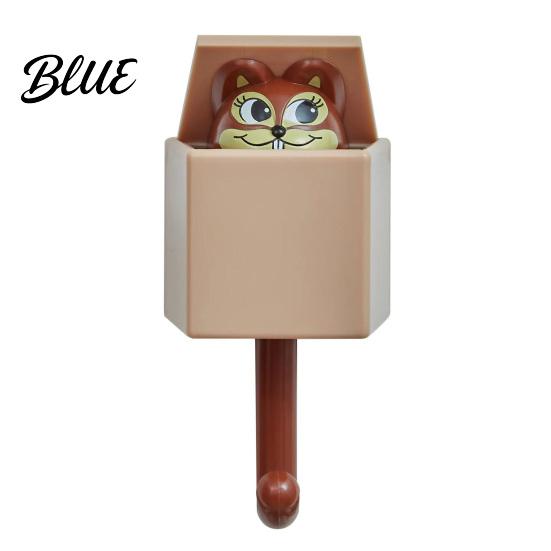 Plastic Wall Storage Key Hanger Adhesive Retractable Hook Hooks Squirrel Cartoon Animal Decompression Decor Decorative No Drilling Hook for