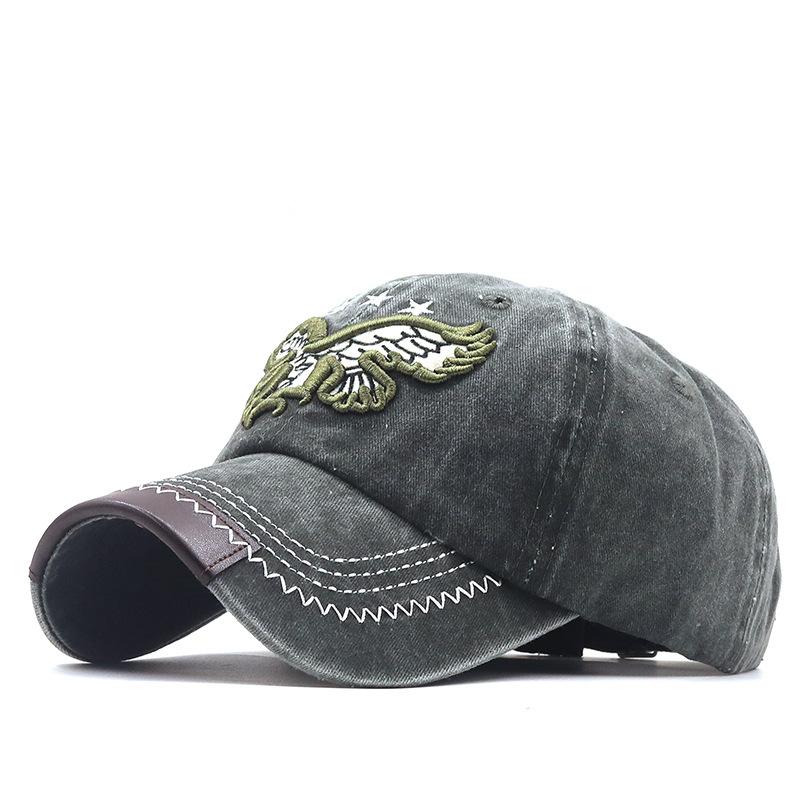 Vintage washed cowboy baseball hat men and women street embroidery eagle curved brim cap tide