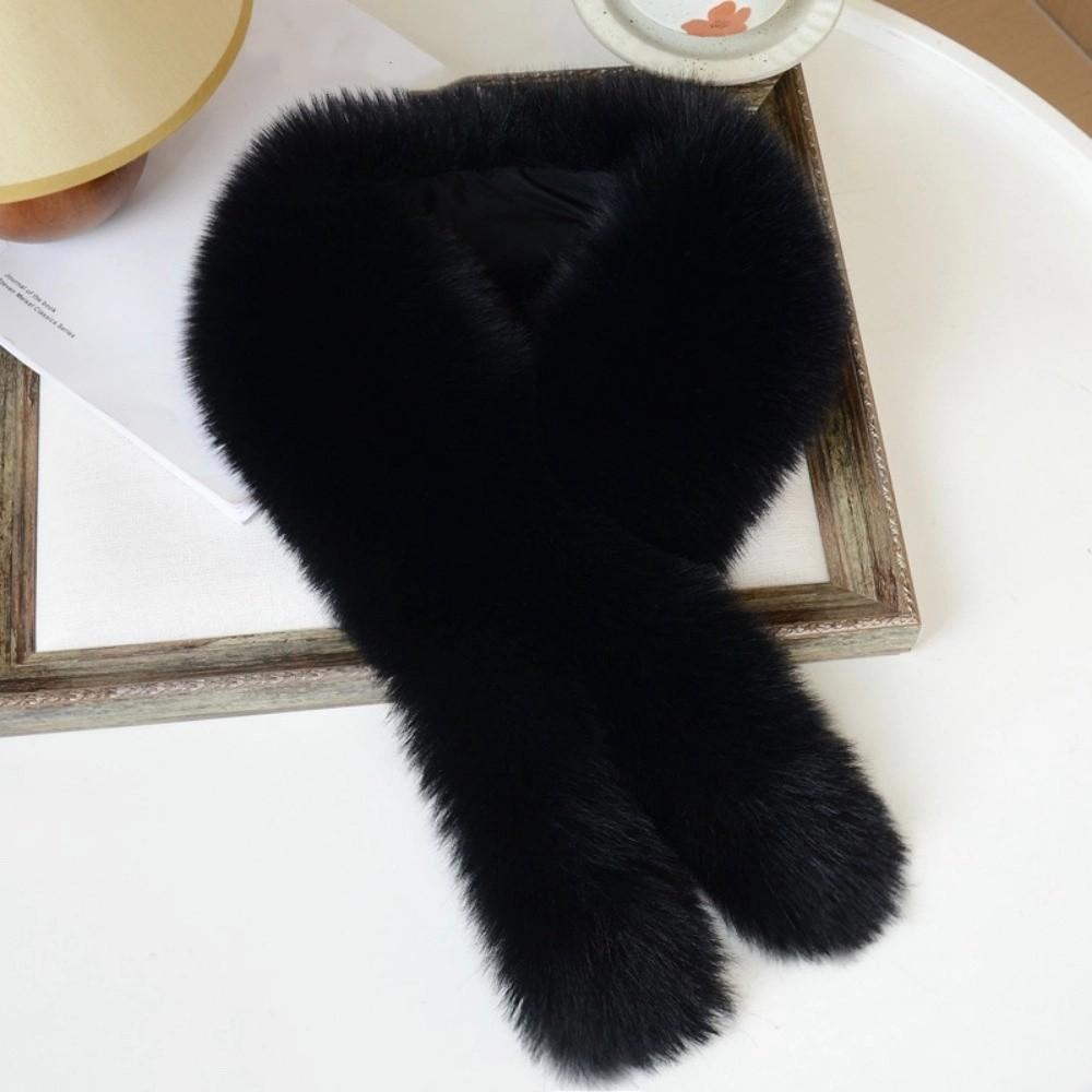 Weicher flauschiger Pelzschal Verdickt einfarbig Warmer Halstuch Imitation Fuchs Fell Kältebeständiger Kragen Schals Nackenschützer