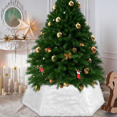 Tree Skirt Collar Christmas Soft Plush White Collar Decor Artificial Tree Base Cover Skirt For Holiday Winter Indoor Party