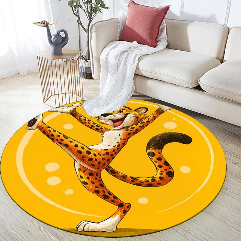 Happy Tiger Round Area Rug,Carpet Rug for Living Room Bedroom Sofa Playroom Decor,Non-slip Floor Mat 80cmx80cm