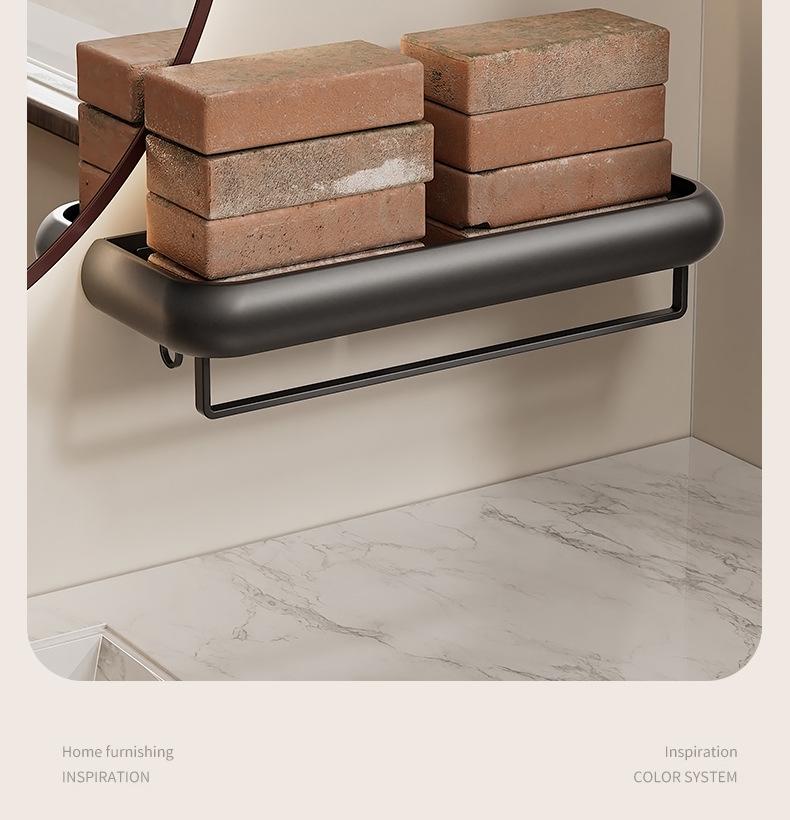 Punch-Free Gunmetal Bathroom Shelf: Wall-Mounted Storage for Vanity & Toilet