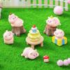 10Pcs/set Cartoon Party Pig Animal Miniatures Resin Ornaments Diy Fairy Garden Decoration Micro Landscape