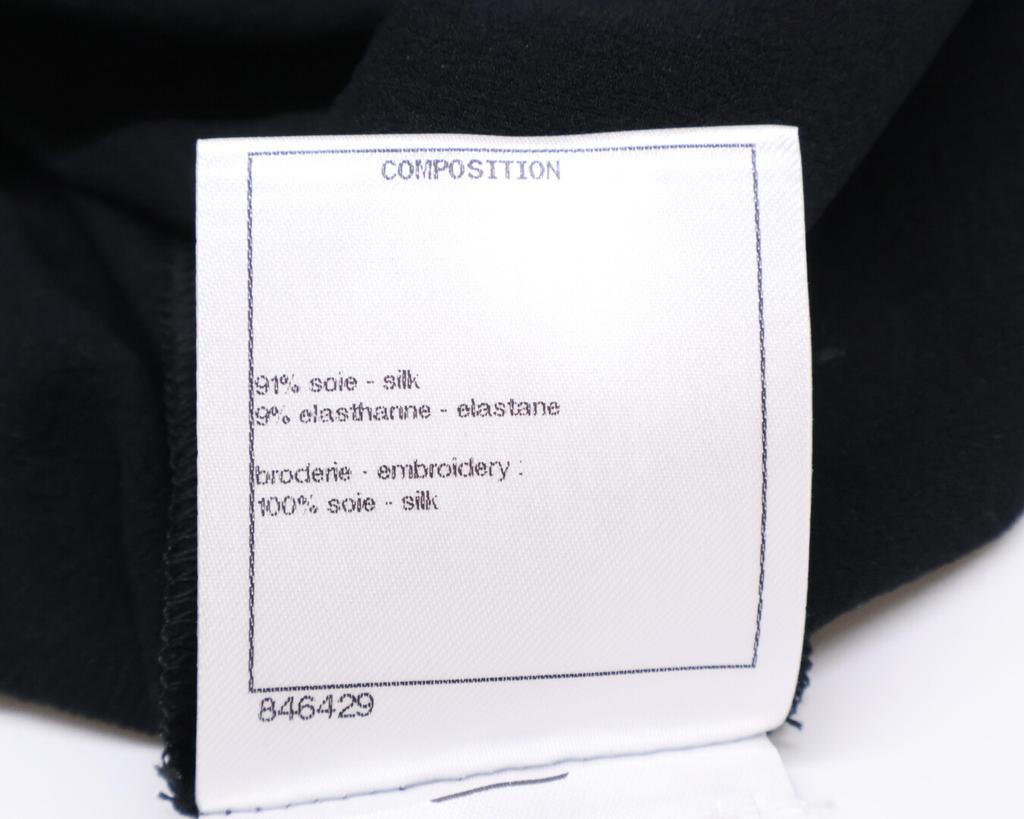 CHANEL Beautiful item, genuine Japanese product, P70789V61962, Camellia & Icon Pearl Silk T-shirt, Cut and sewn tops 34 blackUsed