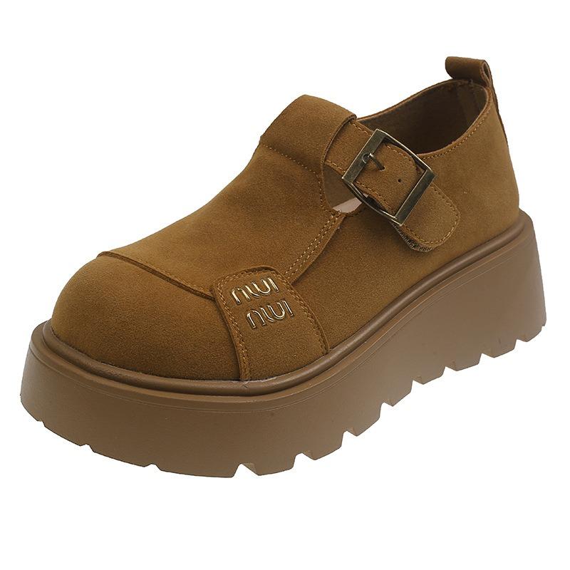Cowhide All-inclusive Autumn New Muffin Thick Sole Is Not Tired, One Pedal Casual Single Shoes
