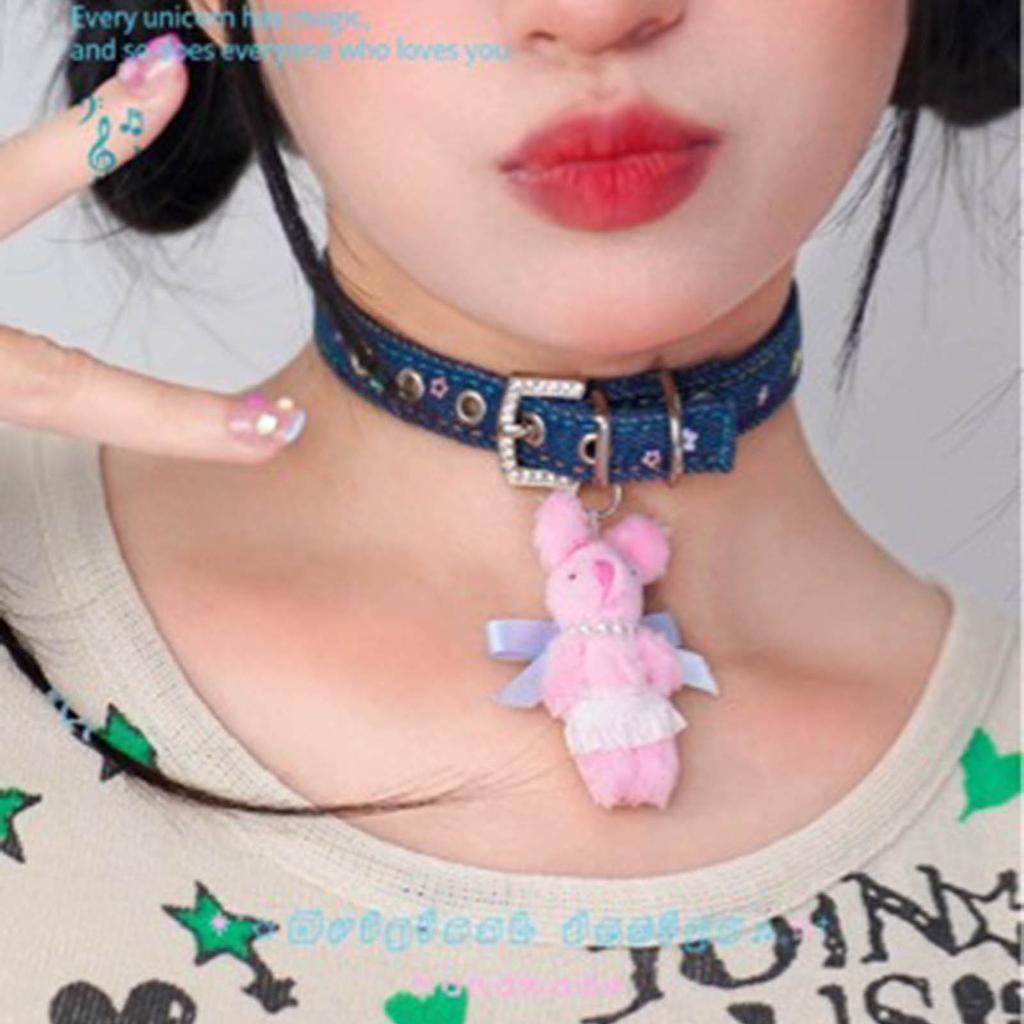 Unique Collar Necklace Trendy Rabbit Necklace Pink Rabbit Pendant Necklace Chic Short Necklace Daily Wear Necklaces