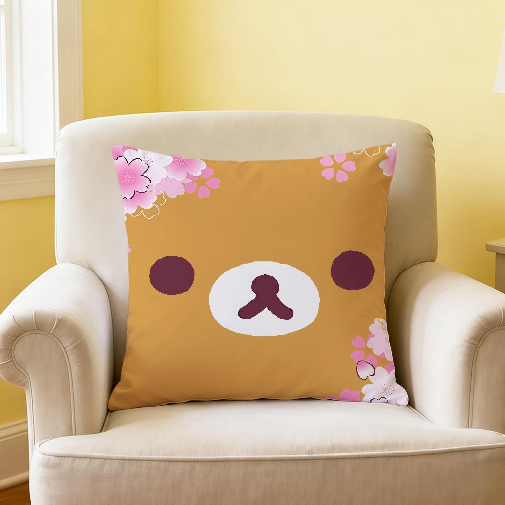 Kawaii Bear Face Funny rRilakkuma Soft Pillowcase for Sofa Home Living Room Office Decor Protective Covers Hogar Pillow Cover