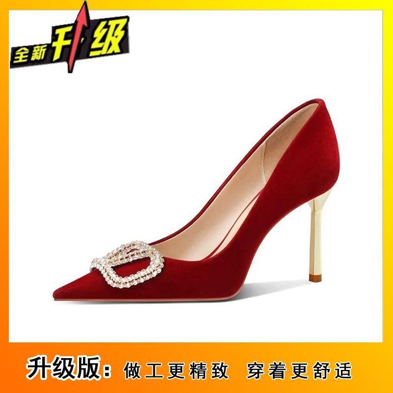 

Модная универсальная обувь на тонком каблуке с острым носком и стразами, женские туфли на высоком каблуке, новинка весна-лето, свадебная обувь для невесты, одинарные туфли для женщин 40