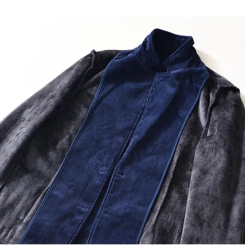 Warmer Mantel für Herbst und Winter für Herren, britische Anzüge und Blazer, Cord-Fleecejacke, einfarbig, einfacher Stil, dicke Jacken