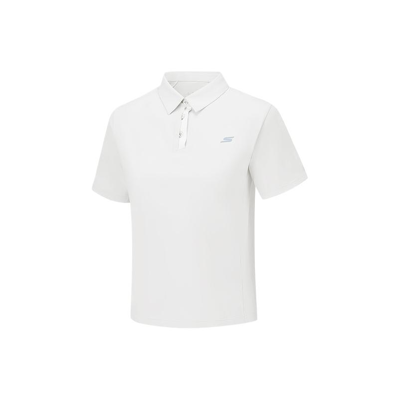 Skechers Loose Fit Solid Color Polo Shirt Women tops P226W009-0019 S