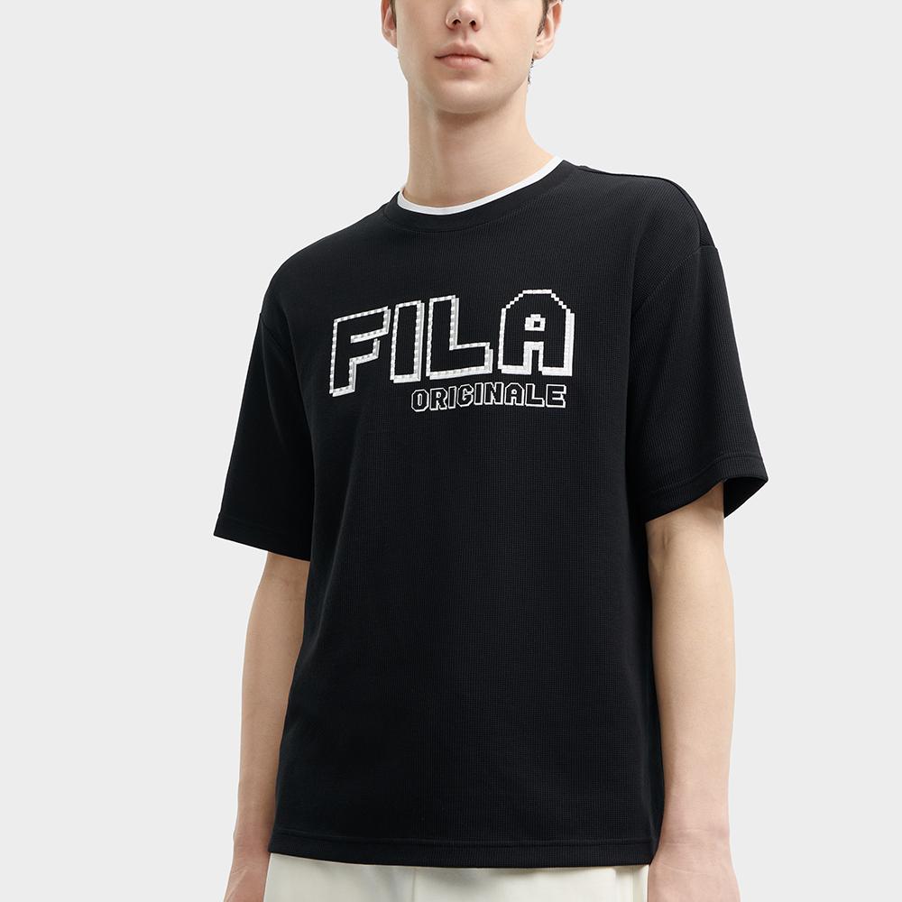FILA Casual Comfortable Round Neck Pullover Short Sleeve T-Shirt Men T-Shirts Black F11M429107F-BK