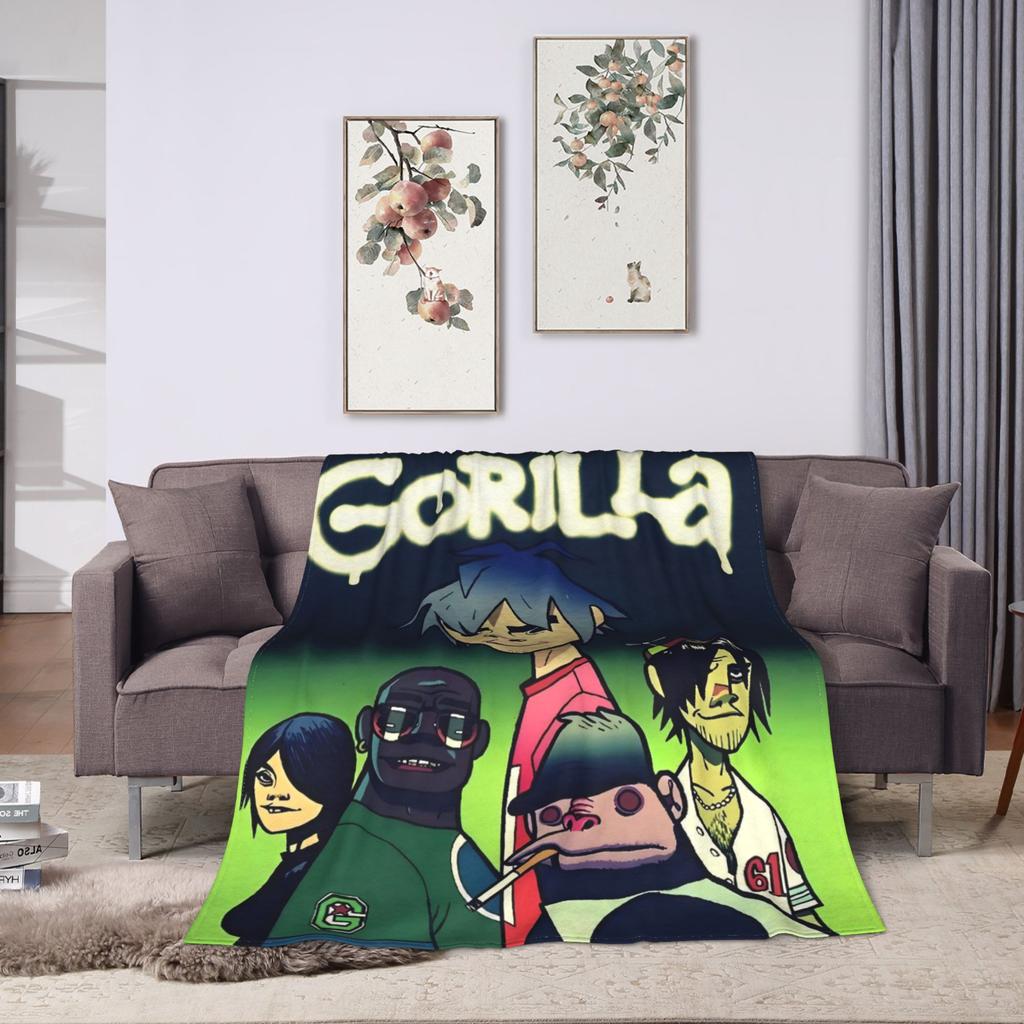 British GorillazS Virtual Band Rock Hip-Hop Blanket  Warm Soft Novelty Plush Throw Blanket For Travel Office Flannel Bed Cover