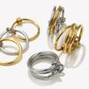 E.B.belle Multiple Layers Strand Loop Indext Finger Rings for Women Lead&nickle Free Stainless Steel Gold Plated Ring