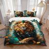 3-teiliges Löwe, Schmetterling Bettwäsche-Set, Bezug für Schlafzimmer Gästezimmer (1 Bettbezug + 2 Kissenbezüge, ohne Steppdecke), yy250922099