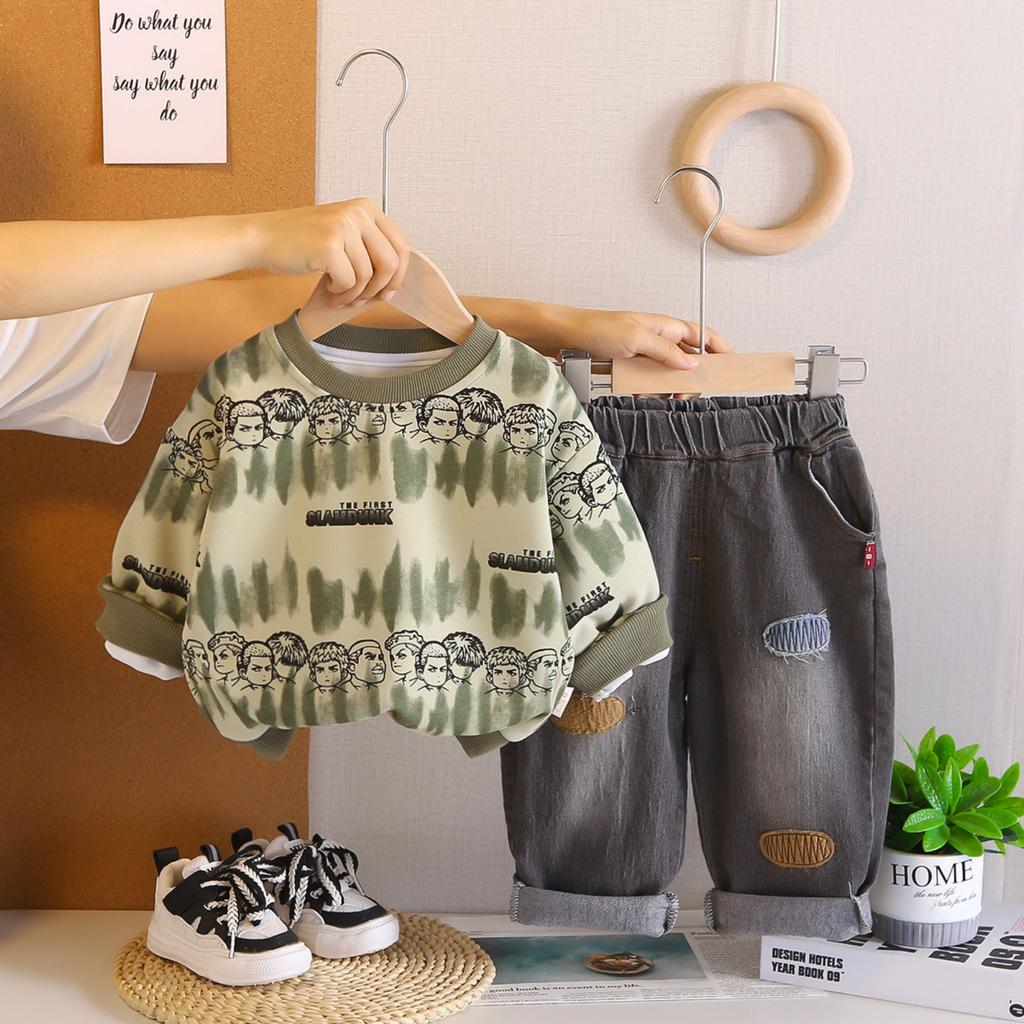 Kids Casual Long-Sleeve Set, Comfortable Daily Wear Outfits