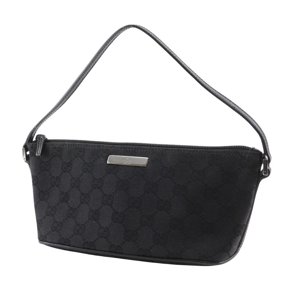 GUCCI Accessory pouch Pouch 07198 black GG canvas Women Used