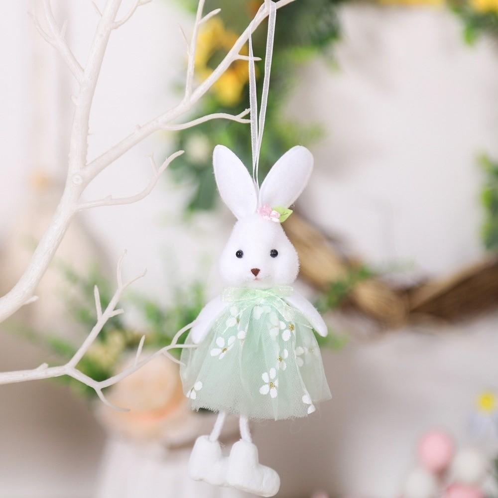 Multi-Color Hanging Rabbit Pendant Yarn Skirt Easter Bunny Doll Flower Dress Bunny Festive Gift