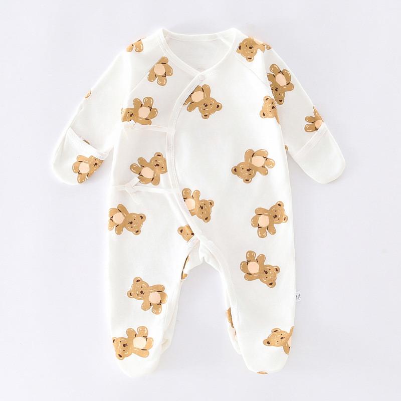 Apple Bear Cloud Print Baby Cotton Romper Suit For Newborns And Infants