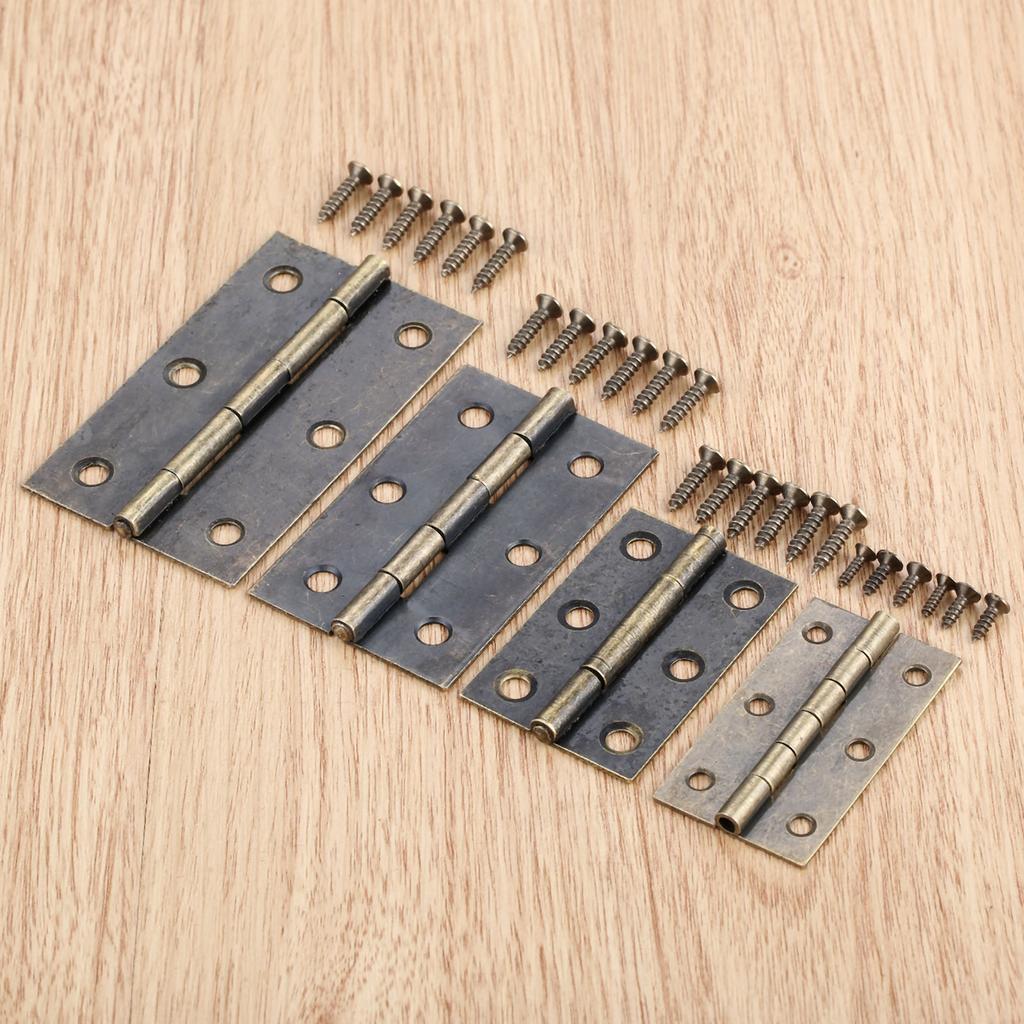 DRELD 2 Stück Schranktür Gepäck Möbel Scharnier Schmuck Holzschatullen Scharnier 6 Löcher Vintage Möbel Dekoration mit Schraube