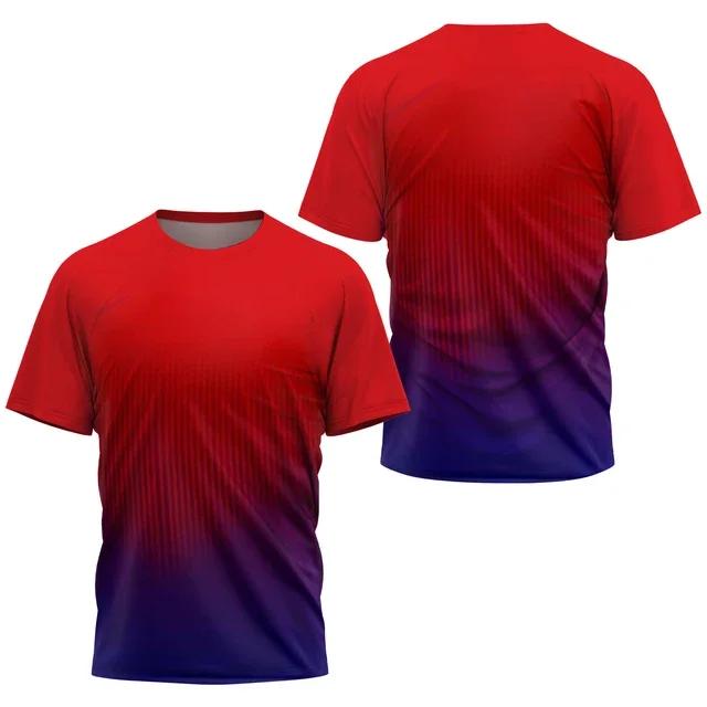 Fashion Gradient Stripe Print T Shirt For Men Badminton Table Tennis Training Clothing Summer Tops Casual O-neck Sports T-Shirts