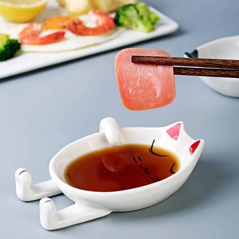 Cooking Cat Design Ceramic Cartoon Utensil Rack Stove Holder Pot Lid Stand Spoon Rest